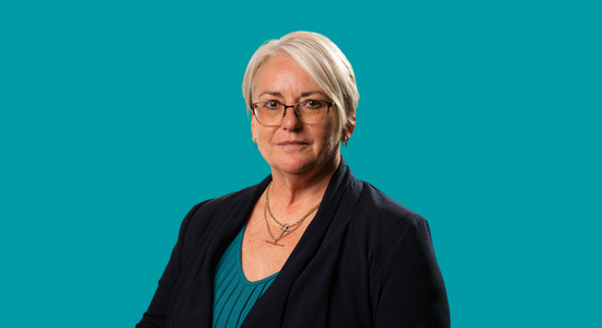 One of Berneslai Homes' Board members, Councillor Jayne Hulme, superimposed on a light blue background.