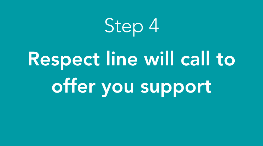 Someone From The Respect Line Will Call You To Offer You Support